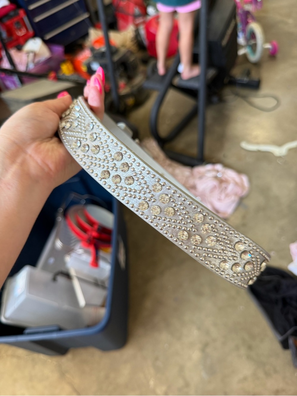 Crystal-Embellished White Women's Belt